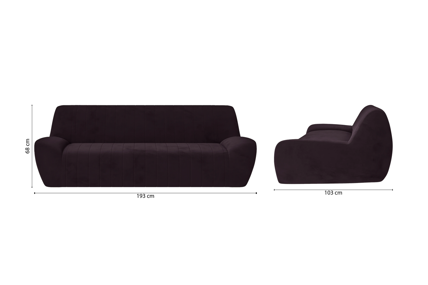 Trapani 3 Seater Sofa Purple Velvet