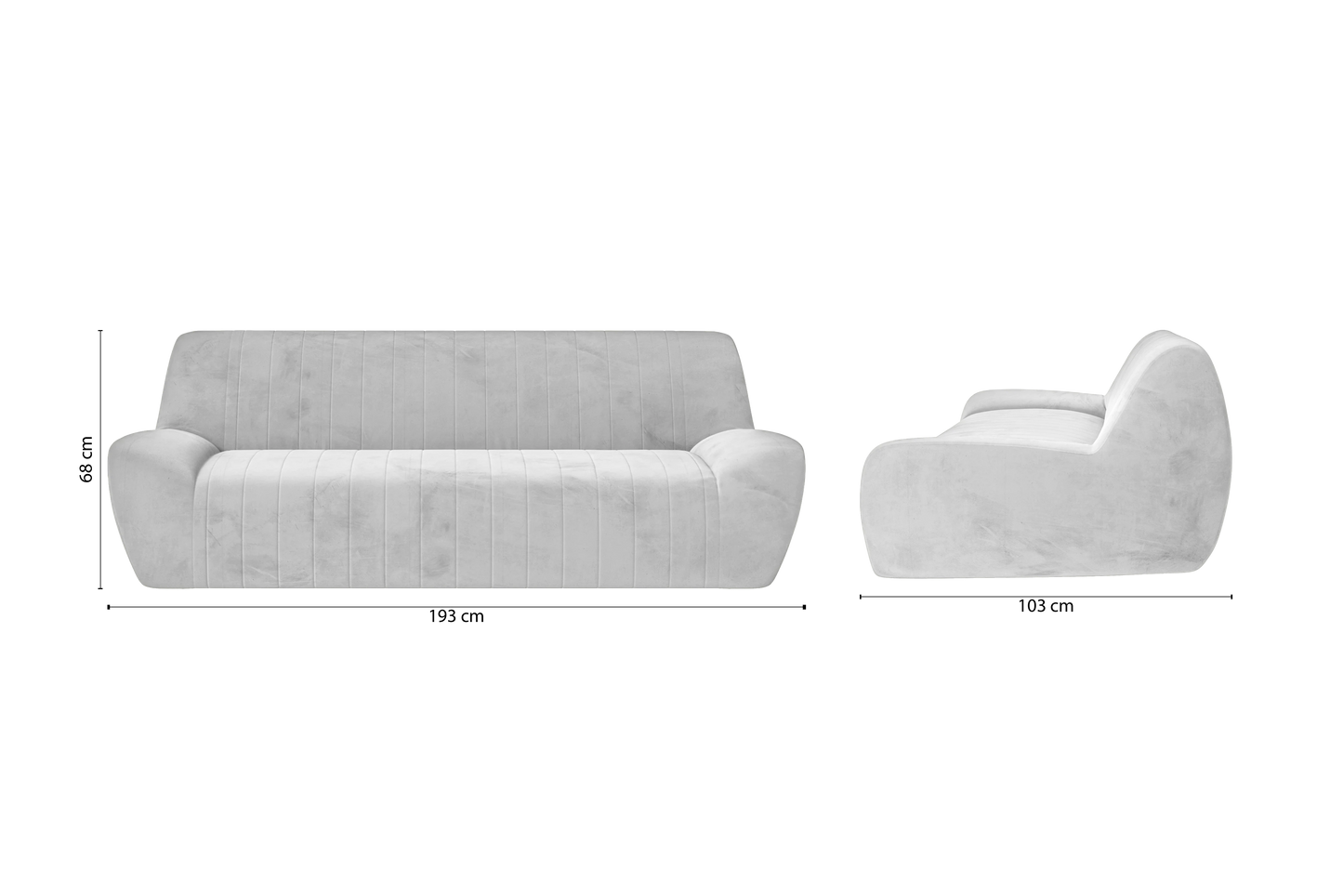 Trapani 3 Seater Sofa White Velvet