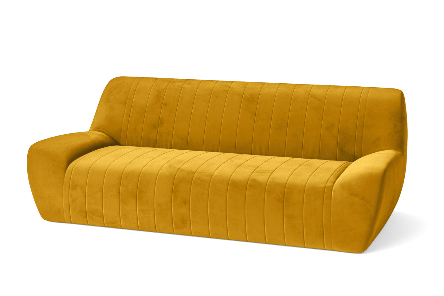 Trapani 3 Seater Sofa Yellow Velvet