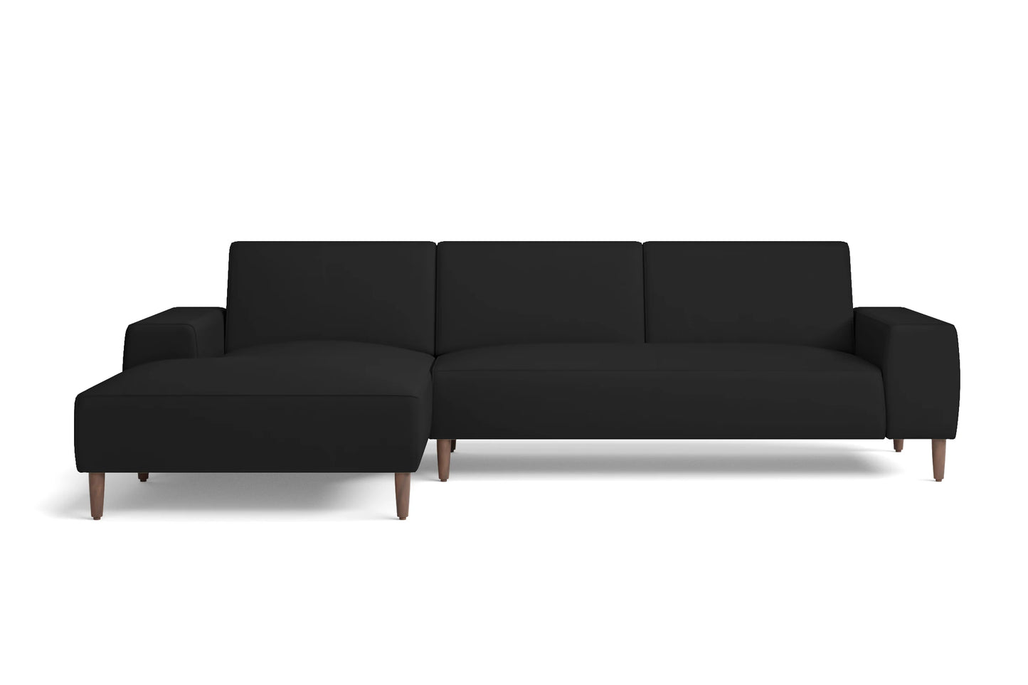 Treviso 3 Seater Left Hand Facing Chaise Lounge Corner Sofa Black Leather