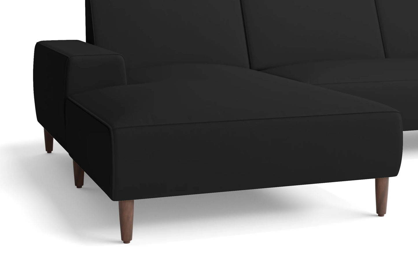 Treviso 3 Seater Left Hand Facing Chaise Lounge Corner Sofa Black Leather