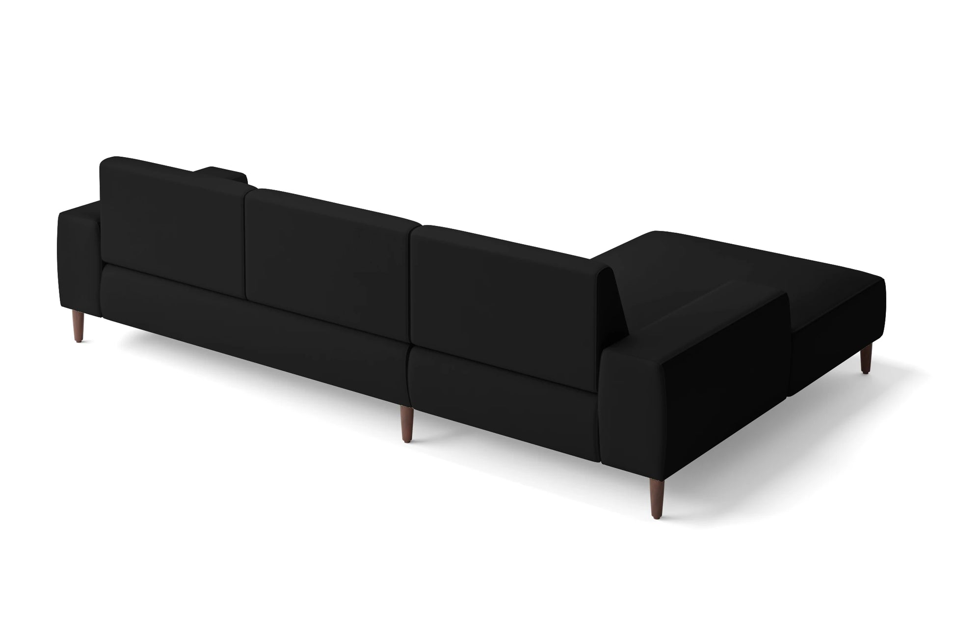 Treviso 3 Seater Left Hand Facing Chaise Lounge Corner Sofa Black Leather