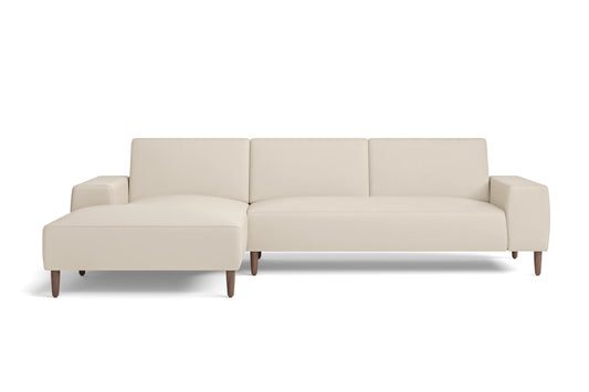 Treviso 3 Seater Left Hand Facing Chaise Lounge Corner Sofa Cream Leather