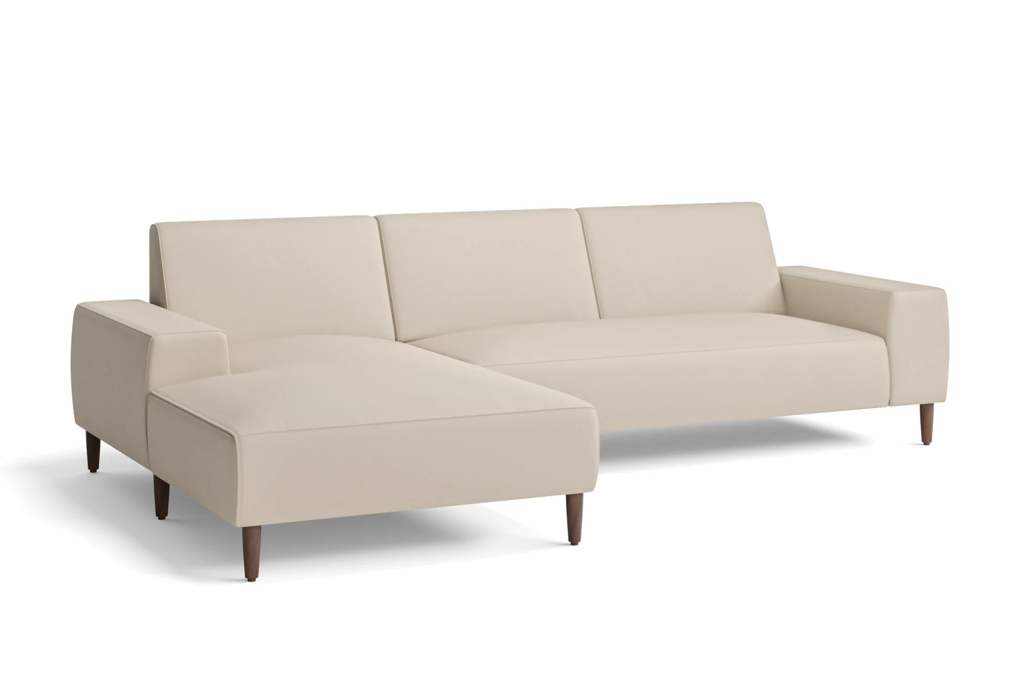 Treviso 3 Seater Left Hand Facing Chaise Lounge Corner Sofa Cream Leather