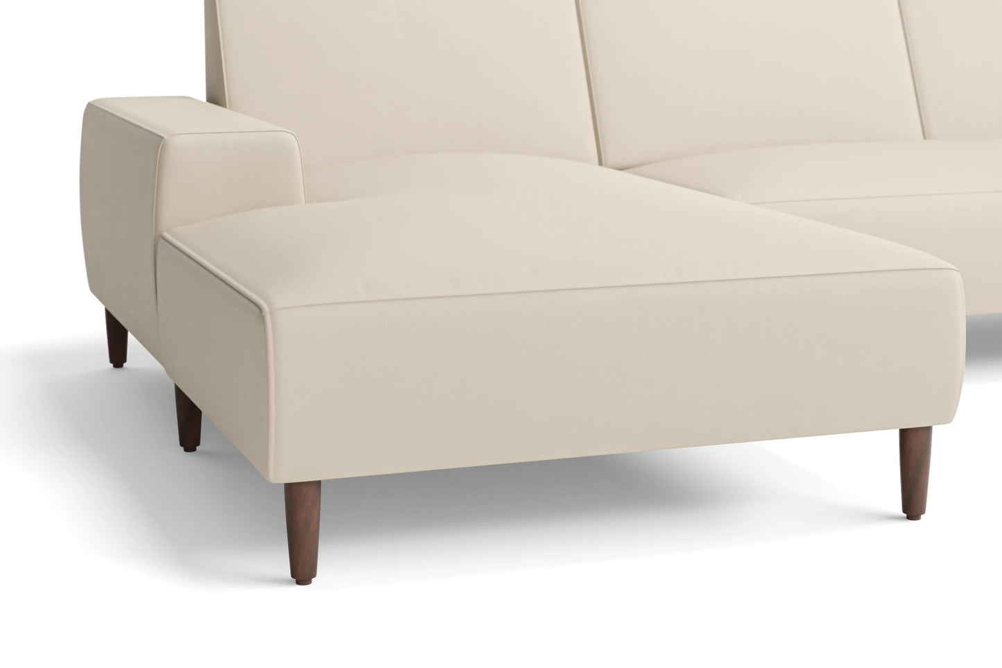 Treviso 3 Seater Left Hand Facing Chaise Lounge Corner Sofa Cream Leather