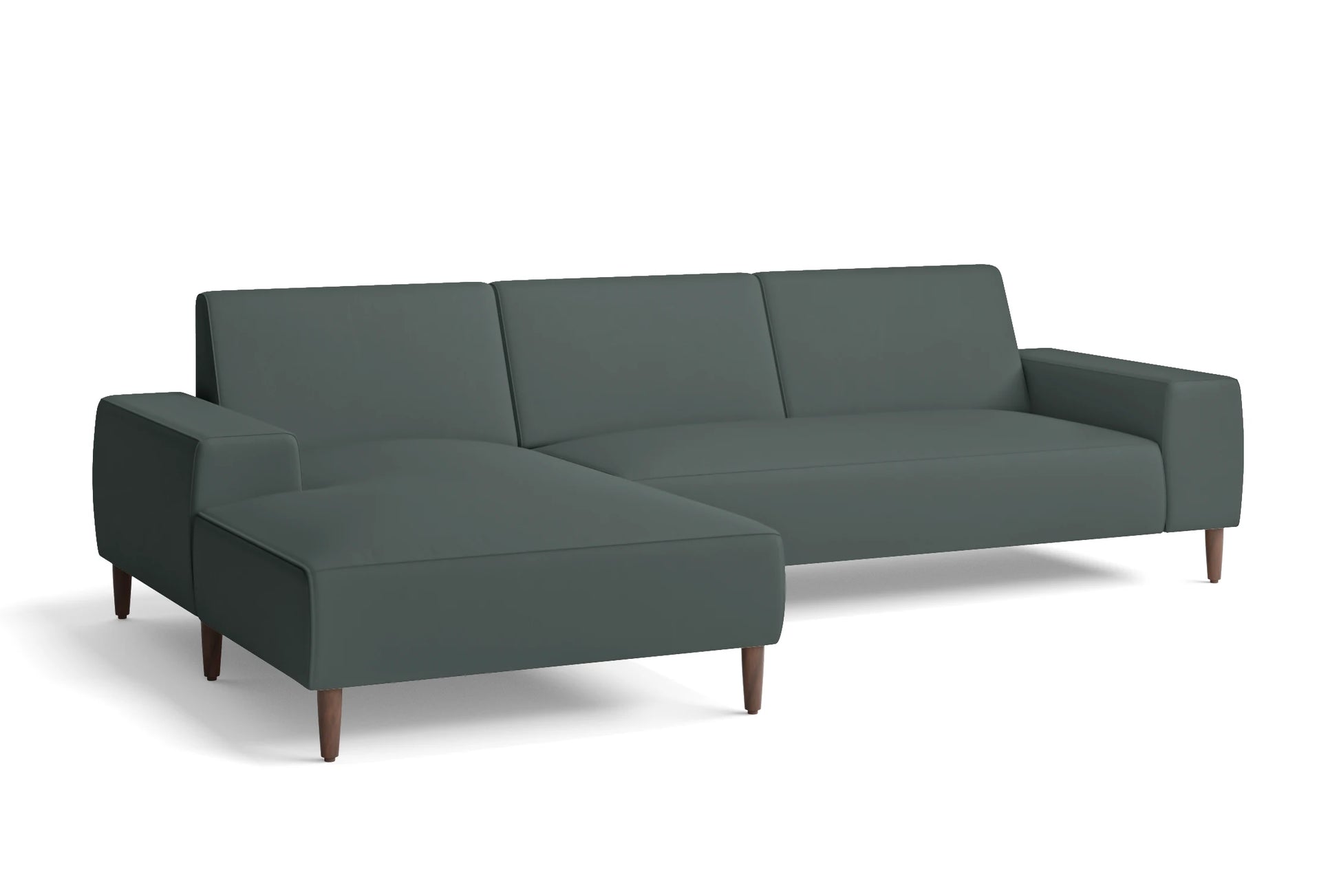 Treviso 3 Seater Left Hand Facing Chaise Lounge Corner Sofa Dusky Turquoise Leather