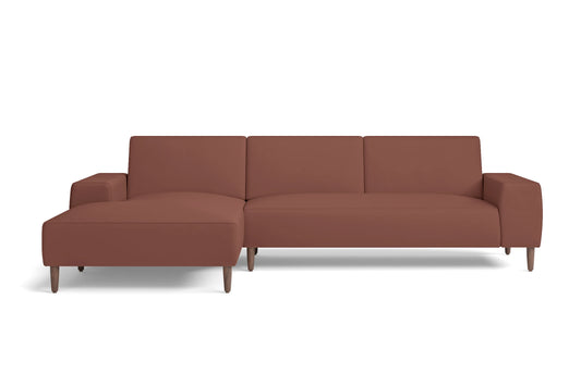 Treviso 3 Seater Left Hand Facing Chaise Lounge Corner Sofa Mauve Leather