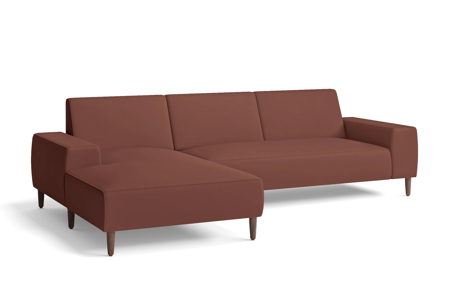 Treviso 3 Seater Left Hand Facing Chaise Lounge Corner Sofa Mauve Leather