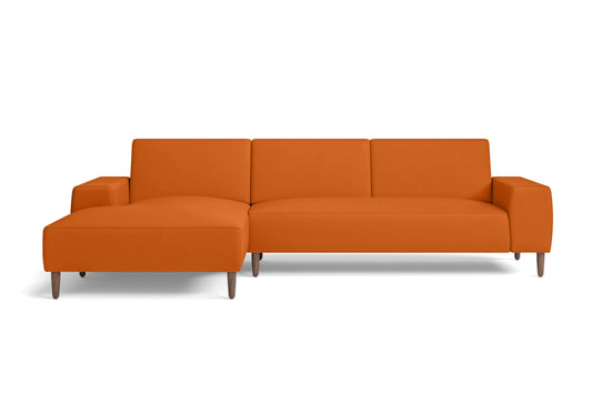 Treviso 3 Seater Left Hand Facing Chaise Lounge Corner Sofa Orange Leather