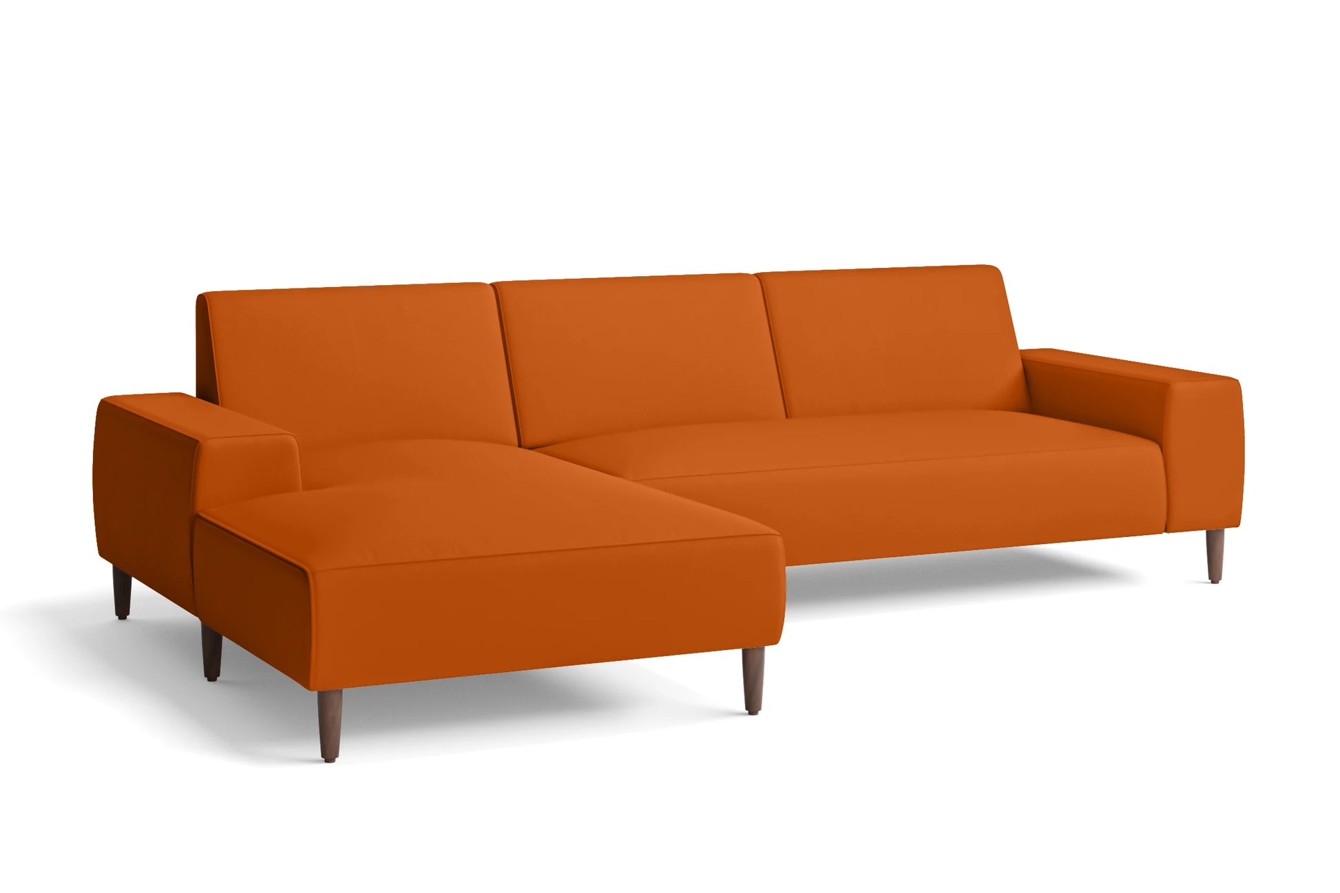 Treviso 3 Seater Left Hand Facing Chaise Lounge Corner Sofa Orange Leather