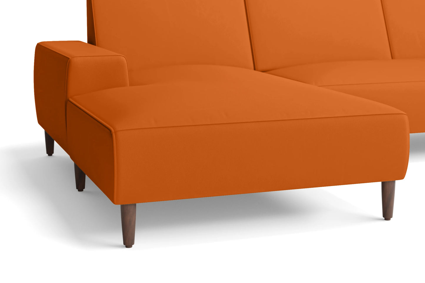 Treviso 3 Seater Left Hand Facing Chaise Lounge Corner Sofa Orange Leather