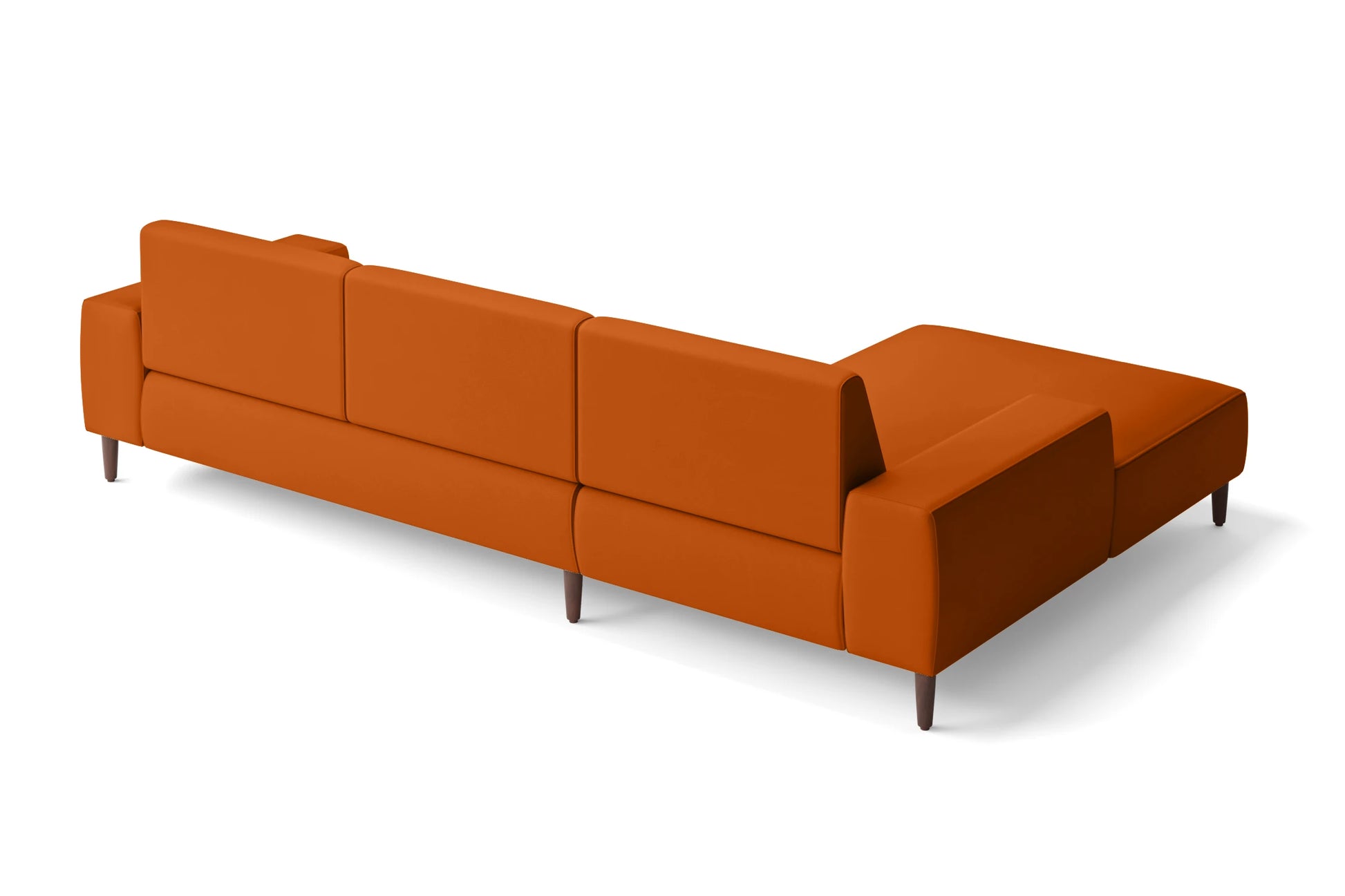 Treviso 3 Seater Left Hand Facing Chaise Lounge Corner Sofa Orange Leather