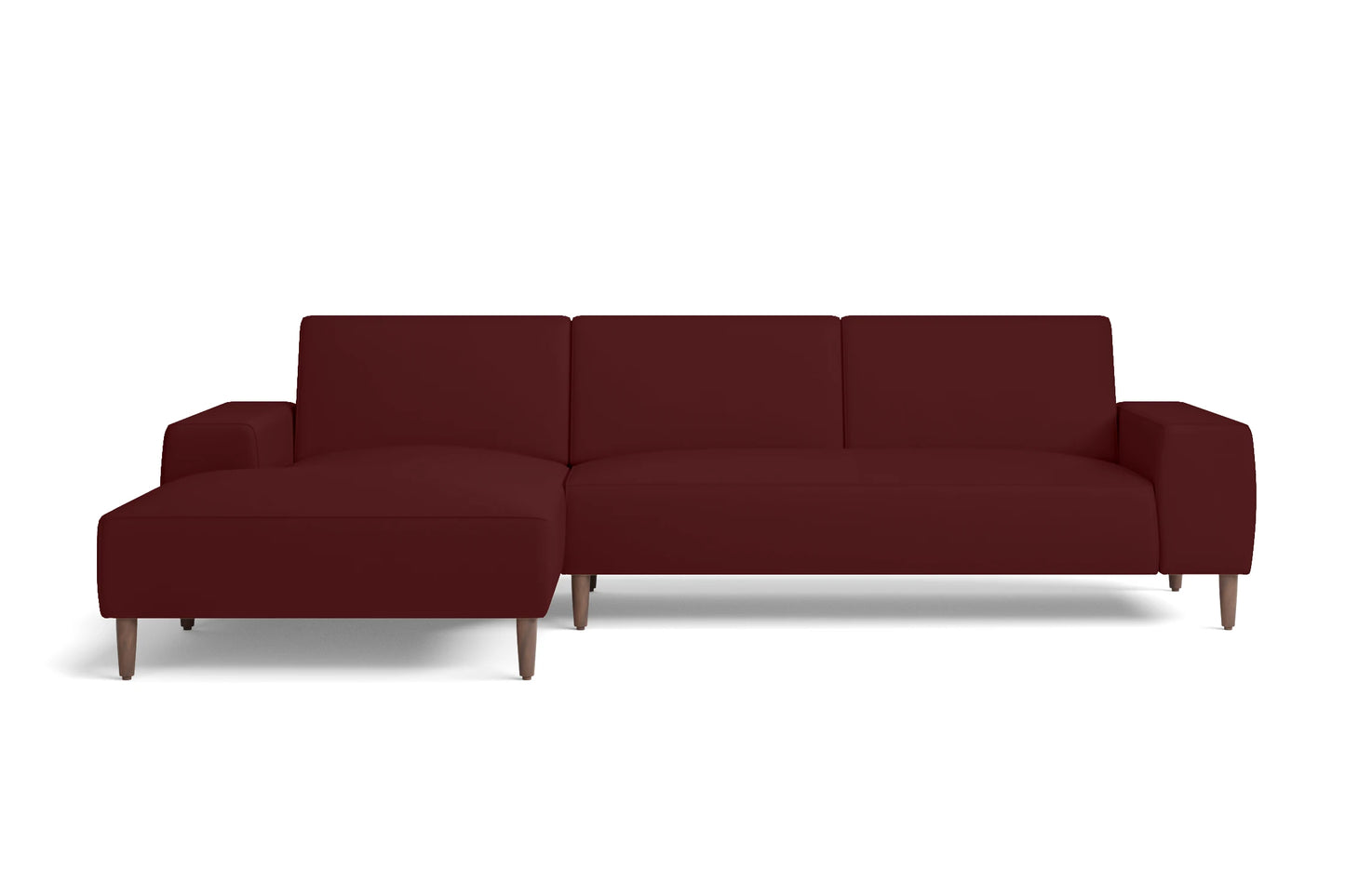 Treviso 3 Seater Left Hand Facing Chaise Lounge Corner Sofa Red Leather