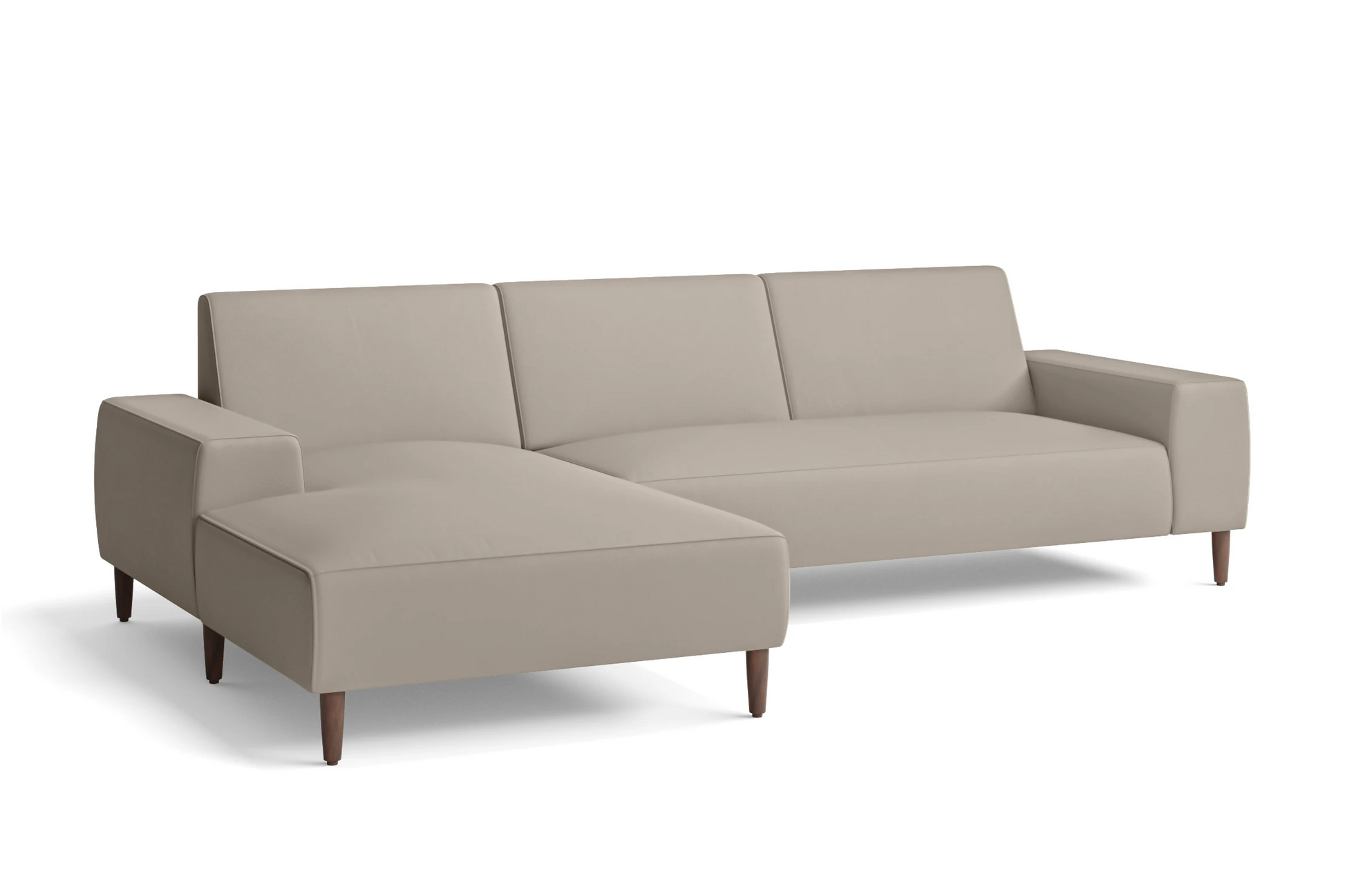 Treviso 3 Seater Left Hand Facing Chaise Lounge Corner Sofa Sand Leather