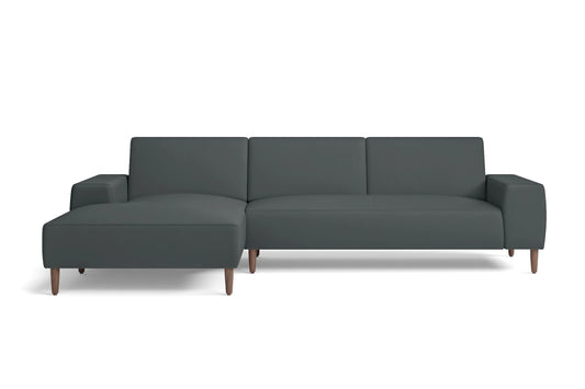 Treviso 3 Seater Left Hand Facing Chaise Lounge Corner Sofa Slate Leather