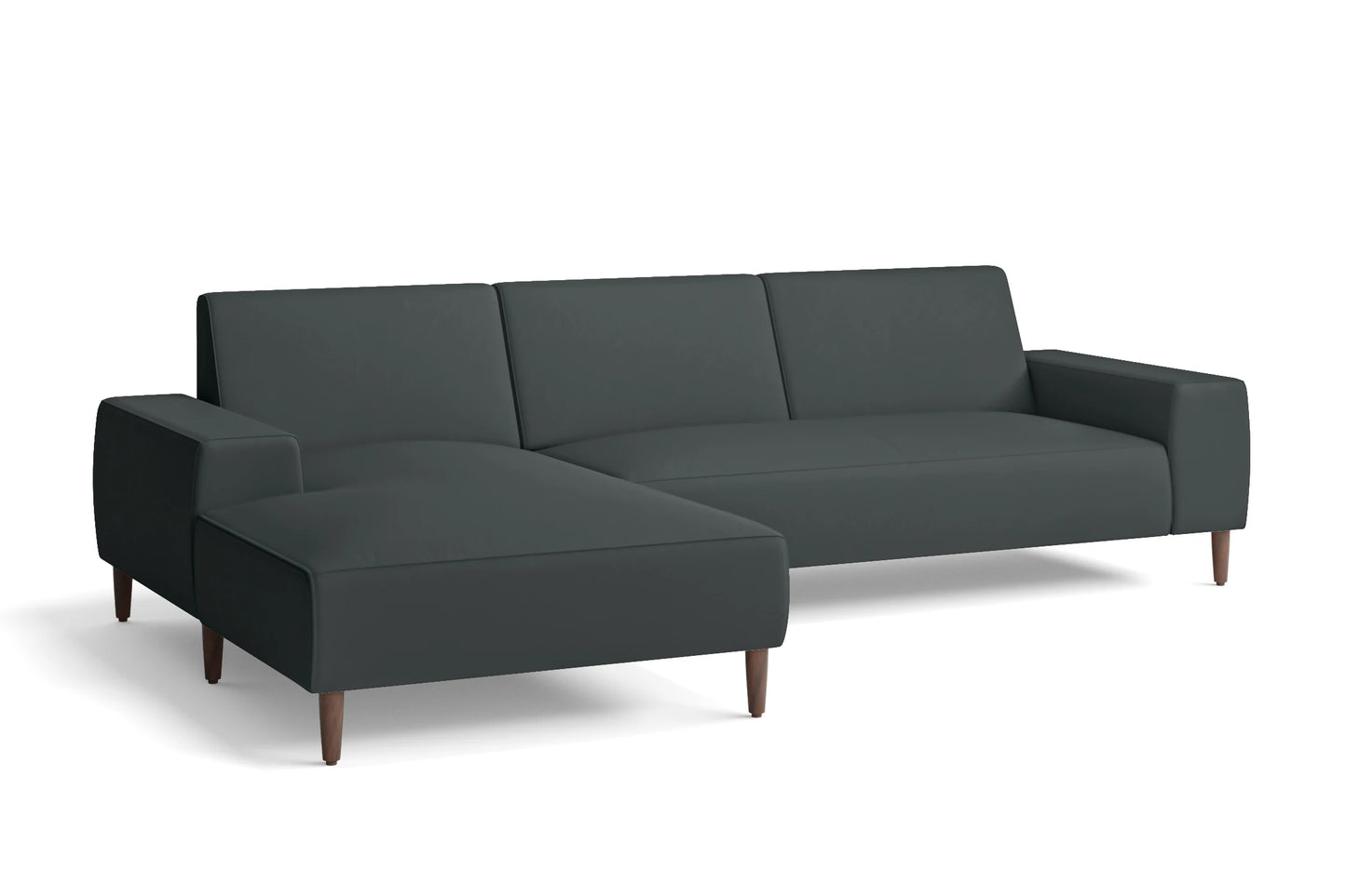 Treviso 3 Seater Left Hand Facing Chaise Lounge Corner Sofa Slate Leather