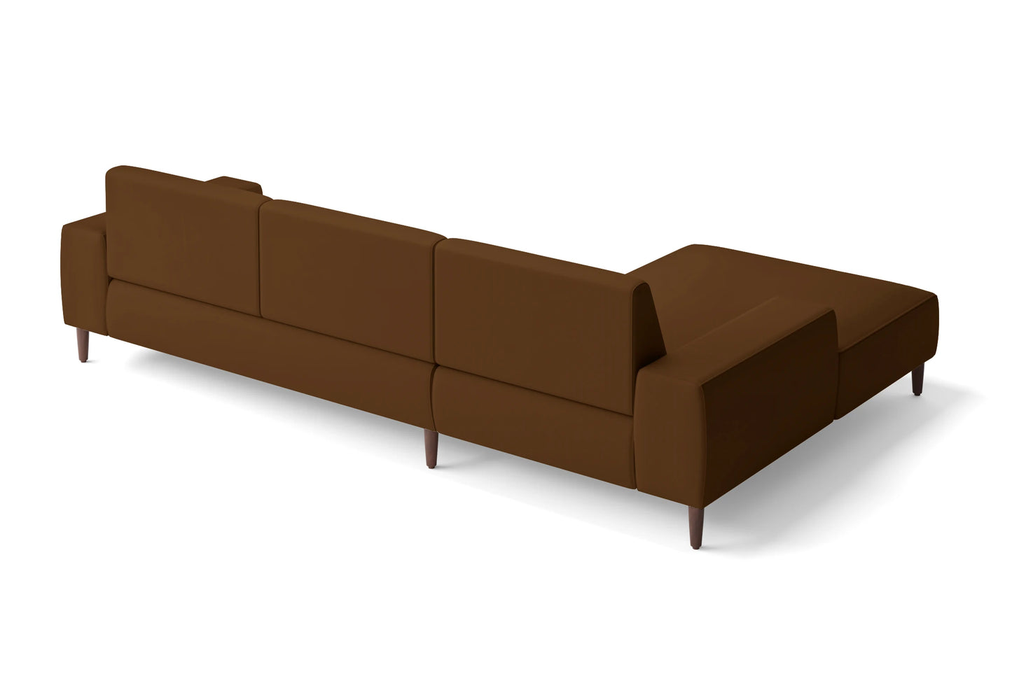 Treviso 3 Seater Left Hand Facing Chaise Lounge Corner Sofa Walnut Brown Leather