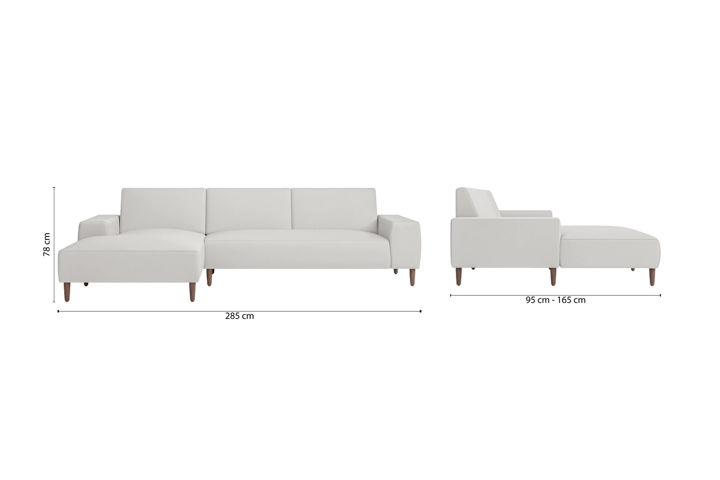 Treviso 3 Seater Left Hand Facing Chaise Lounge Corner Sofa White Leather