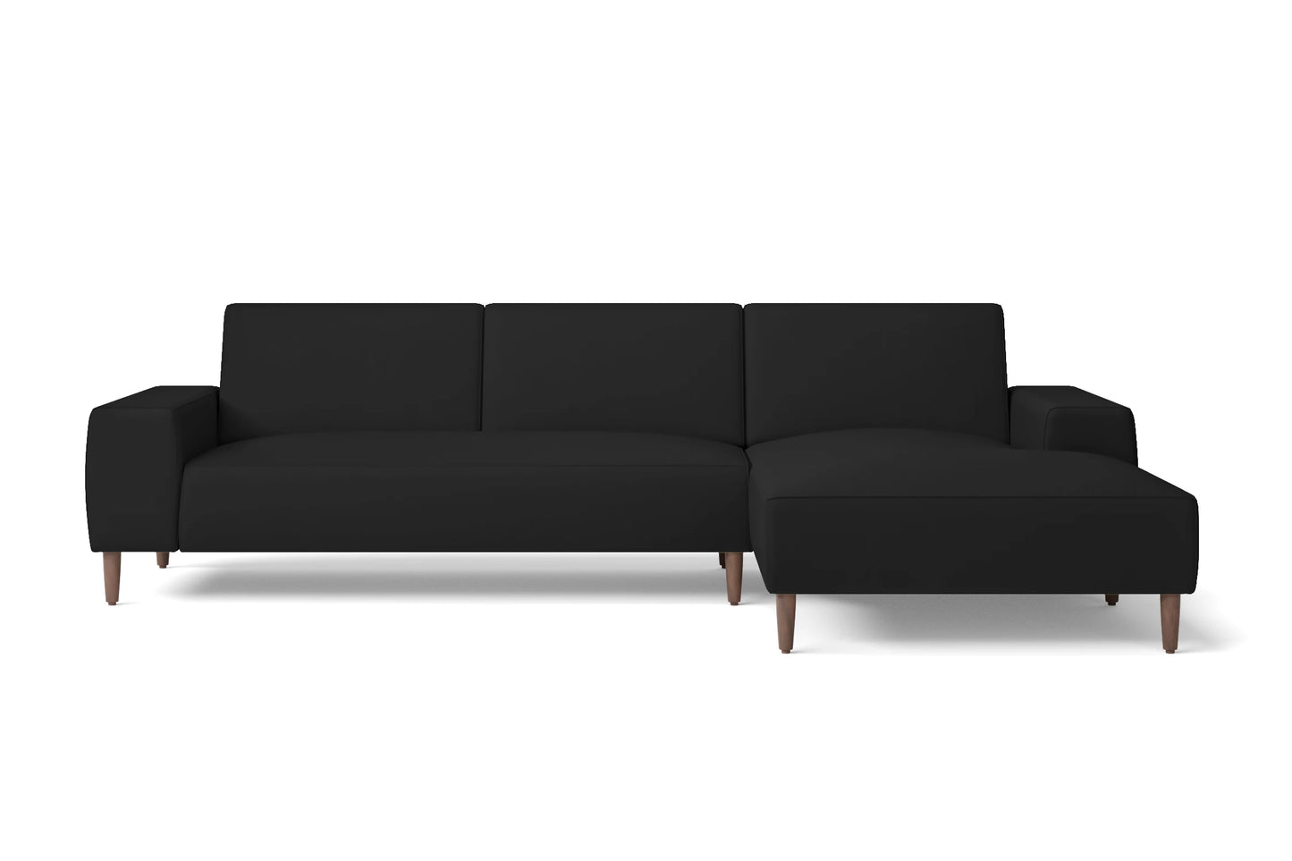 Treviso 3 Seater Right Hand Facing Chaise Lounge Corner Sofa Black Leather