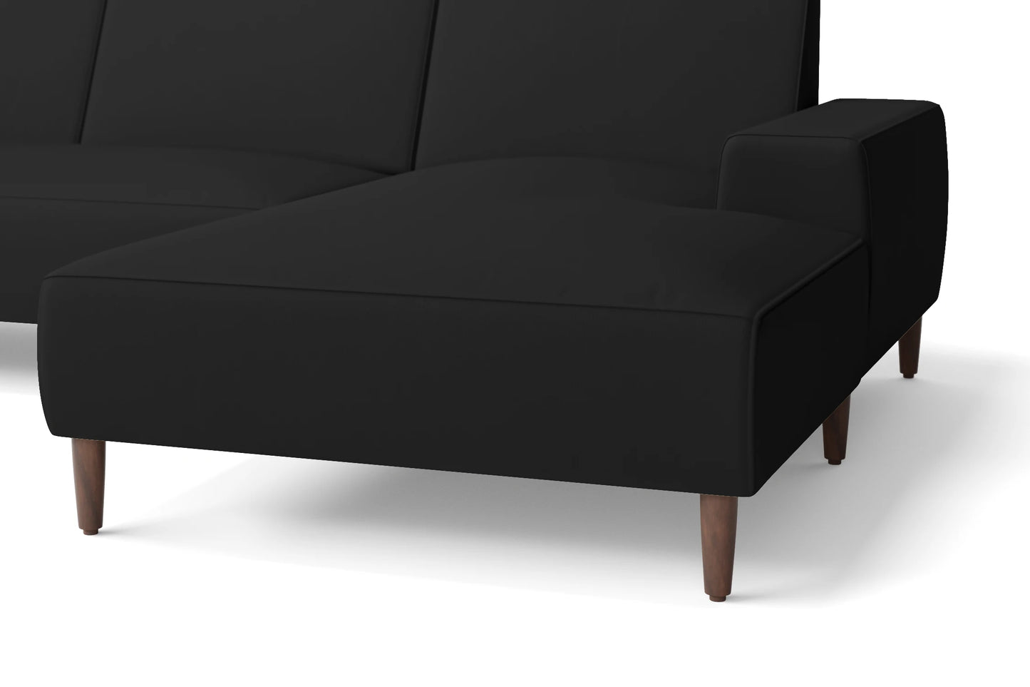 Treviso 3 Seater Right Hand Facing Chaise Lounge Corner Sofa Black Leather