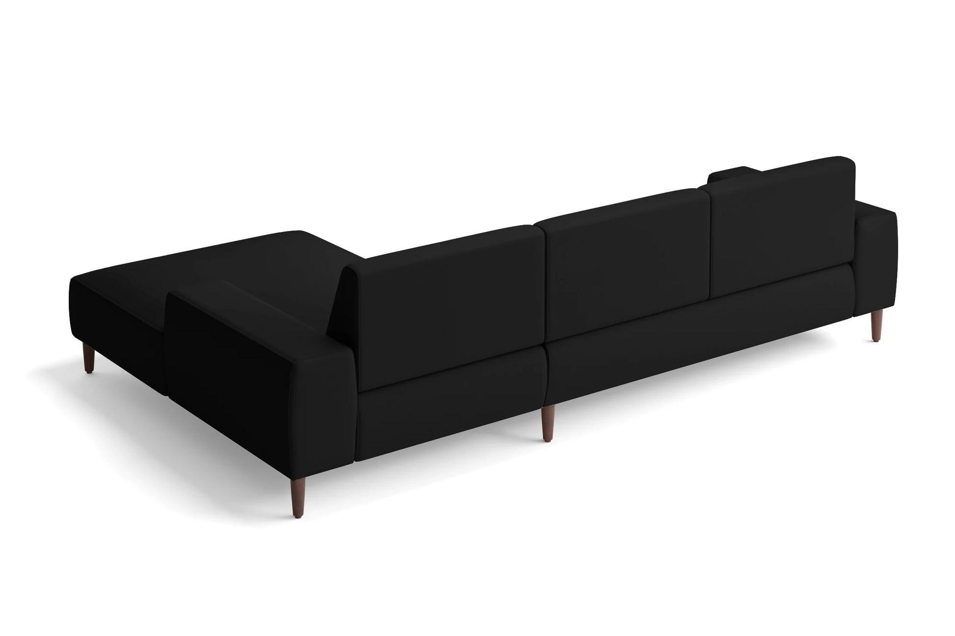 Treviso 3 Seater Right Hand Facing Chaise Lounge Corner Sofa Black Leather