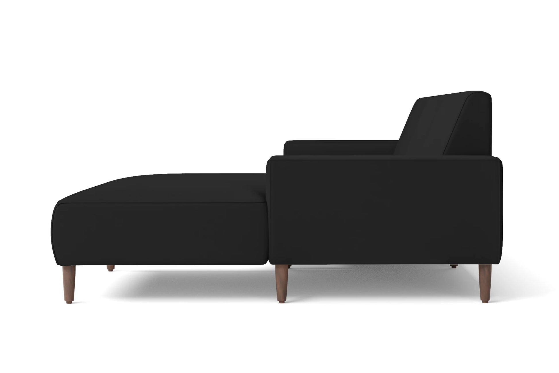 Treviso 3 Seater Right Hand Facing Chaise Lounge Corner Sofa Black Leather