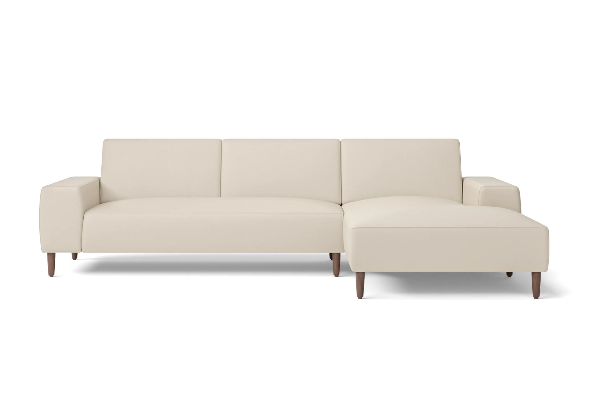 Treviso 3 Seater Right Hand Facing Chaise Lounge Corner Sofa Cream Leather