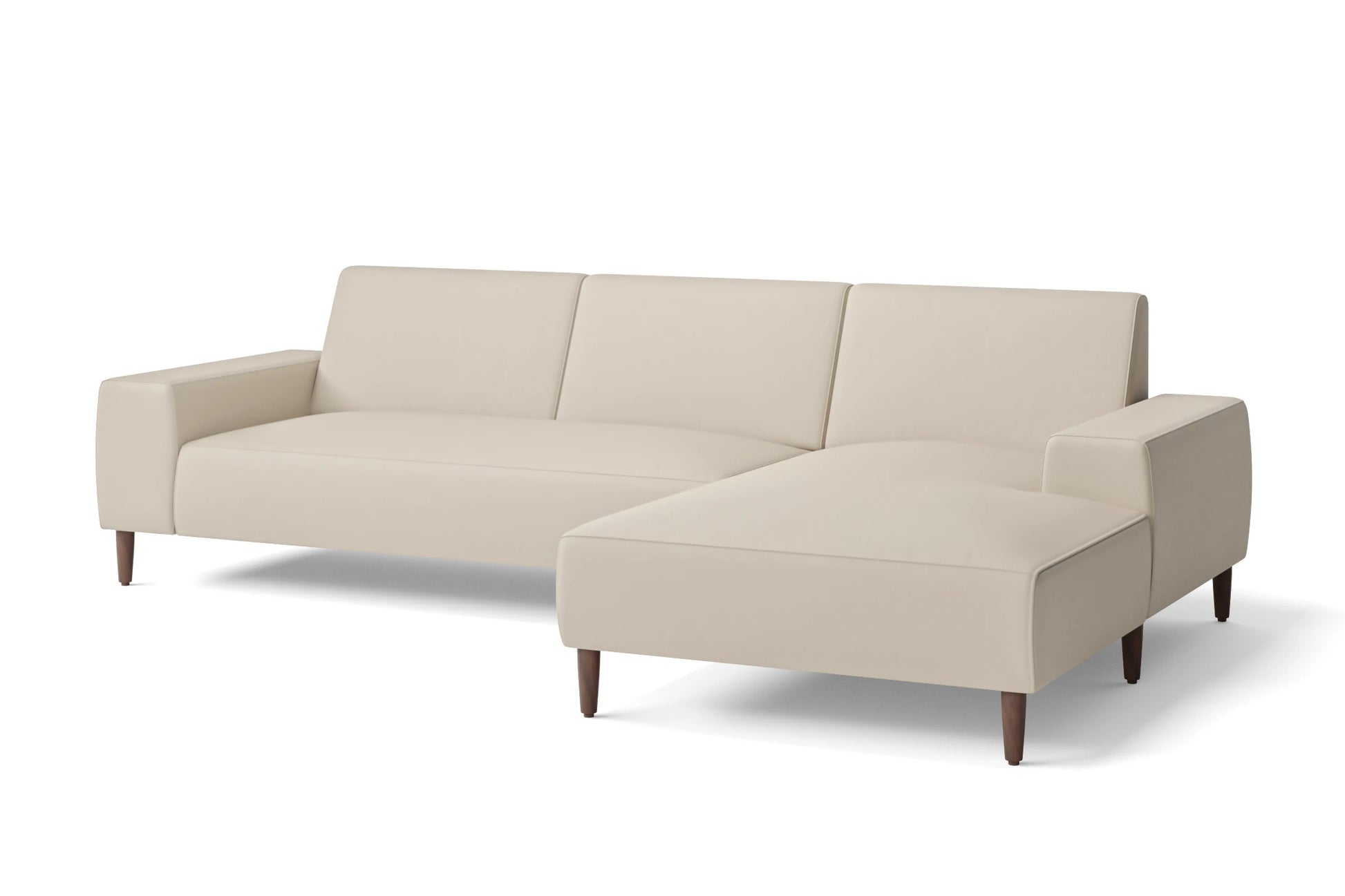 Treviso 3 Seater Right Hand Facing Chaise Lounge Corner Sofa Cream Leather