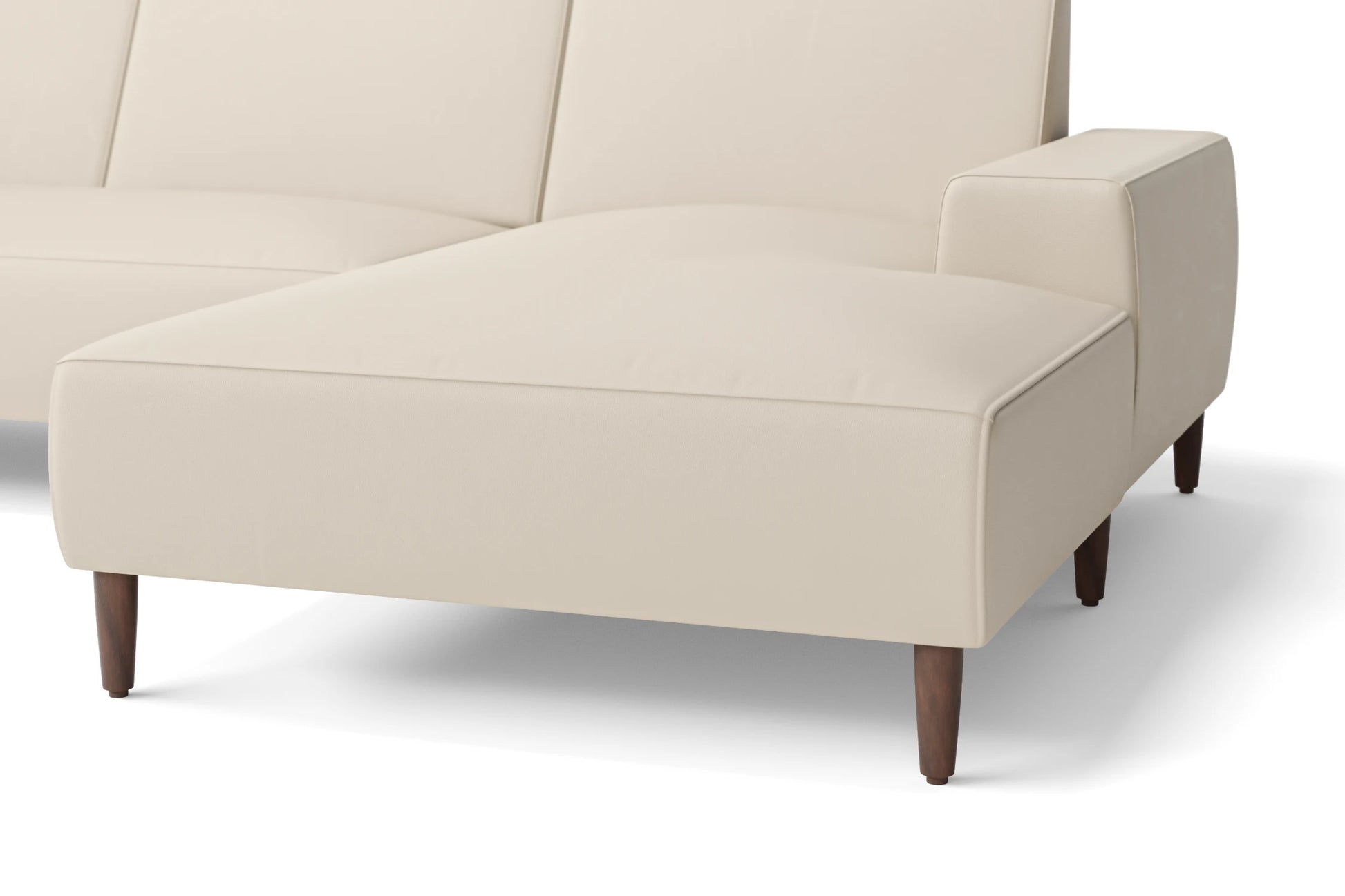 Treviso 3 Seater Right Hand Facing Chaise Lounge Corner Sofa Cream Leather