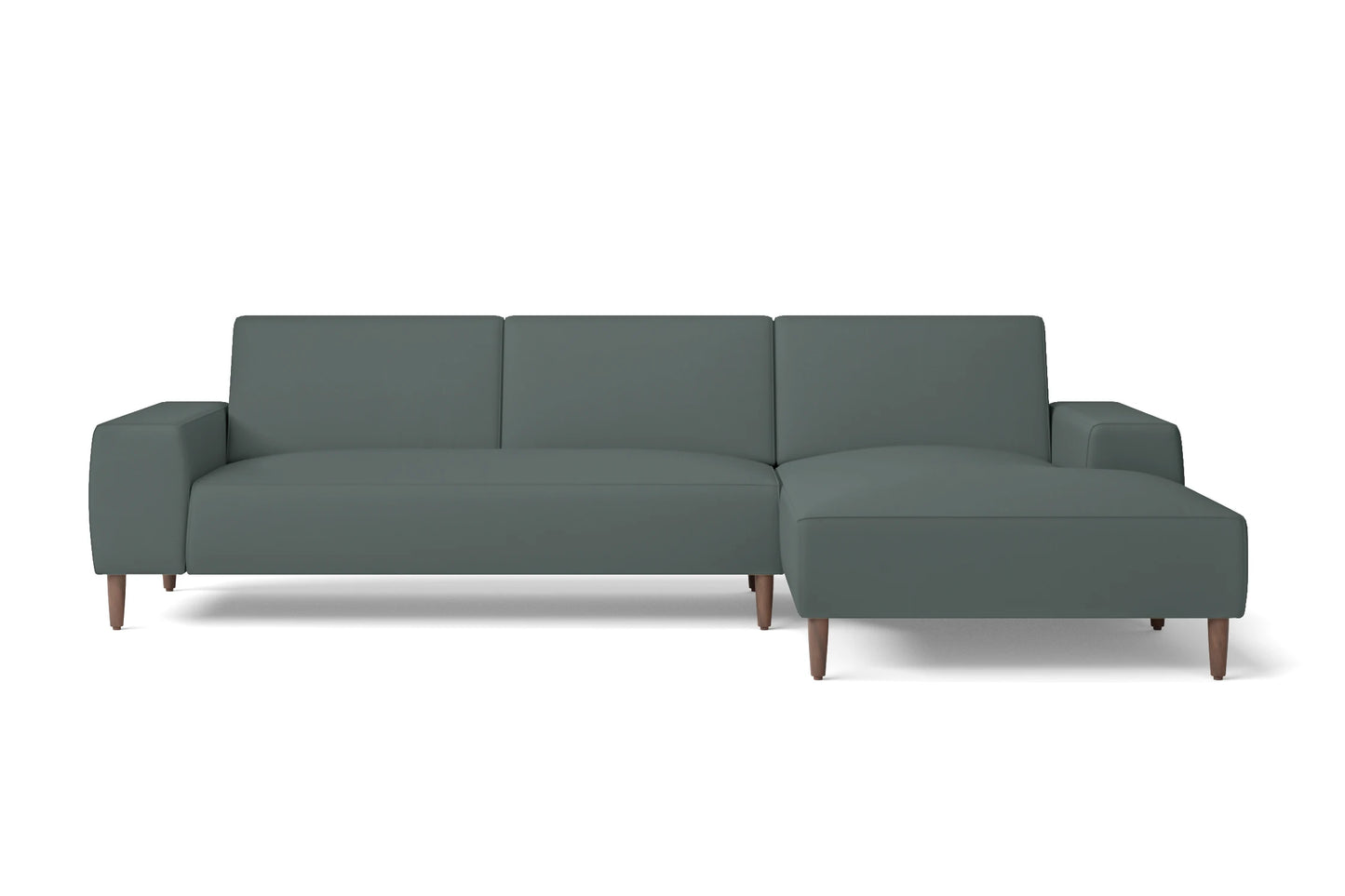 Treviso 3 Seater Right Hand Facing Chaise Lounge Corner Sofa Dusky Turquoise Leather