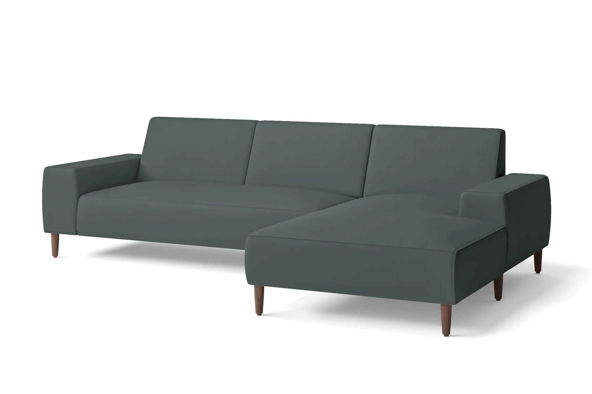 Treviso 3 Seater Right Hand Facing Chaise Lounge Corner Sofa Dusky Turquoise Leather