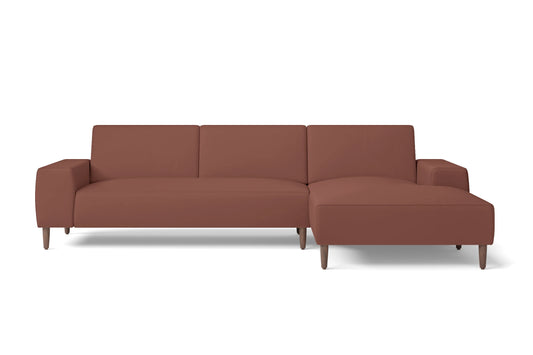 Treviso 3 Seater Right Hand Facing Chaise Lounge Corner Sofa Mauve Leather