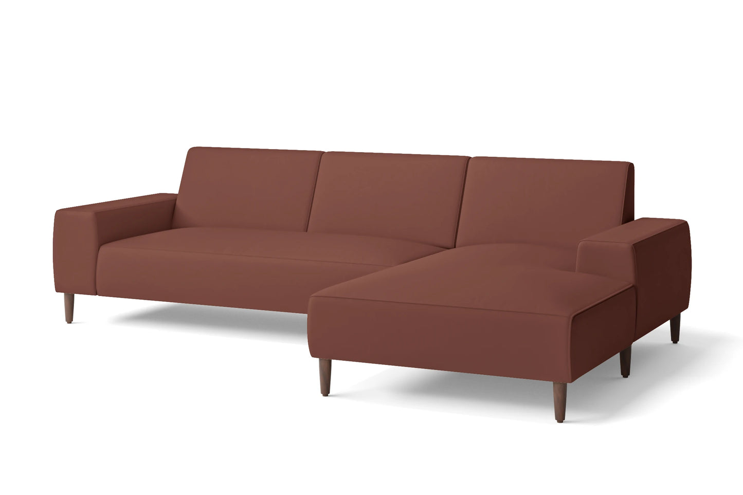 Treviso 3 Seater Right Hand Facing Chaise Lounge Corner Sofa Mauve Leather