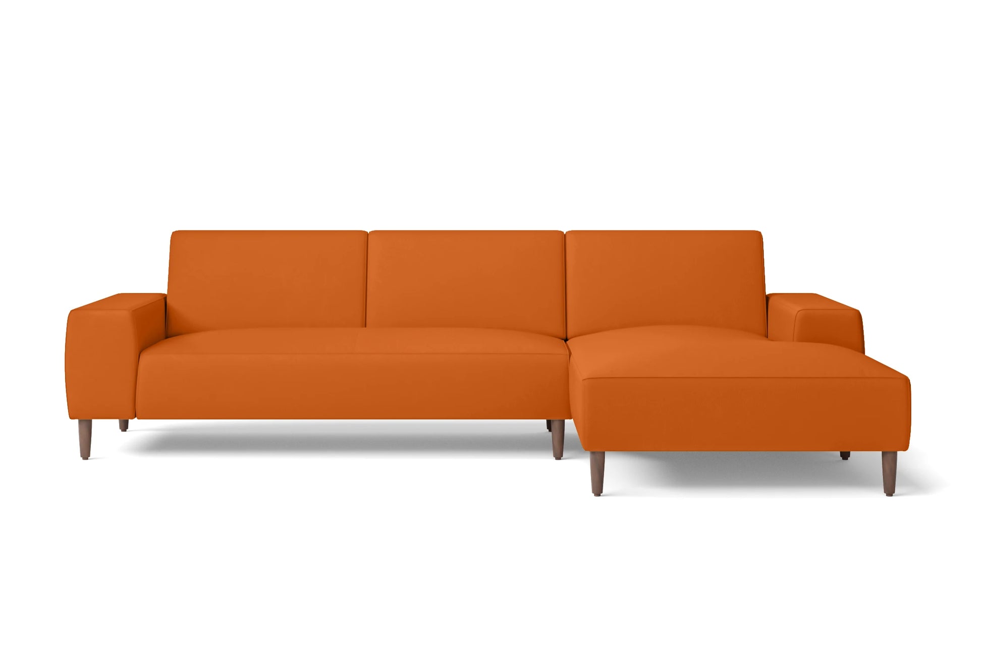 Treviso 3 Seater Right Hand Facing Chaise Lounge Corner Sofa Orange Leather