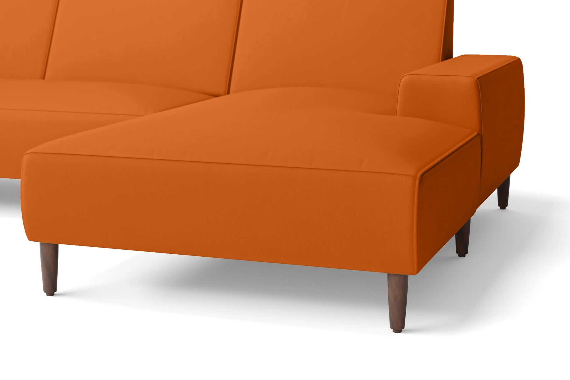 Treviso 3 Seater Right Hand Facing Chaise Lounge Corner Sofa Orange Leather