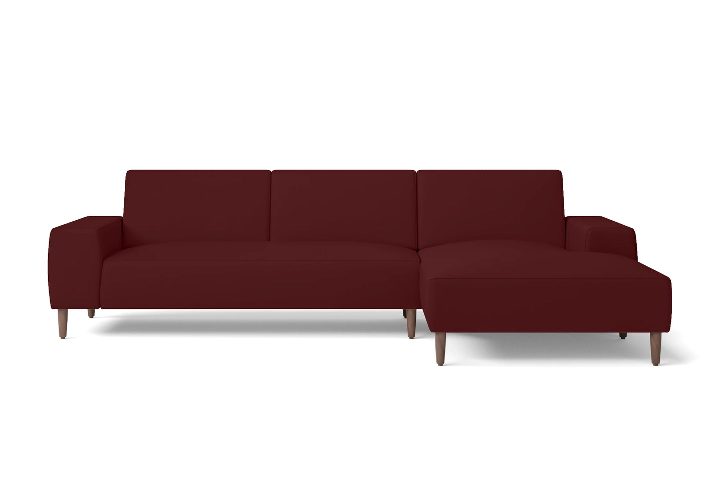 Treviso 3 Seater Right Hand Facing Chaise Lounge Corner Sofa Red Leather