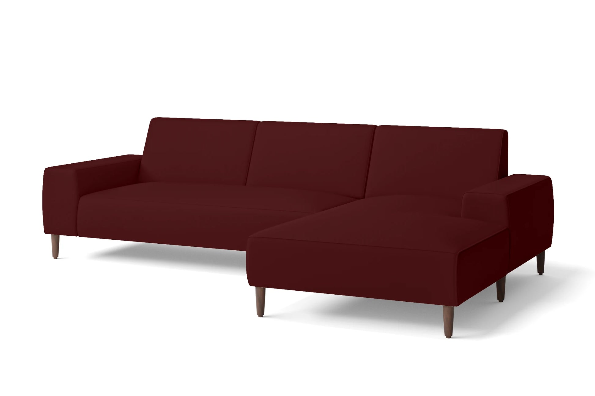 Treviso 3 Seater Right Hand Facing Chaise Lounge Corner Sofa Red Leather