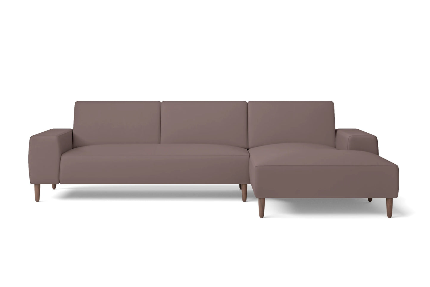 Treviso 3 Seater Right Hand Facing Chaise Lounge Corner Sofa Rose Taupe Leather