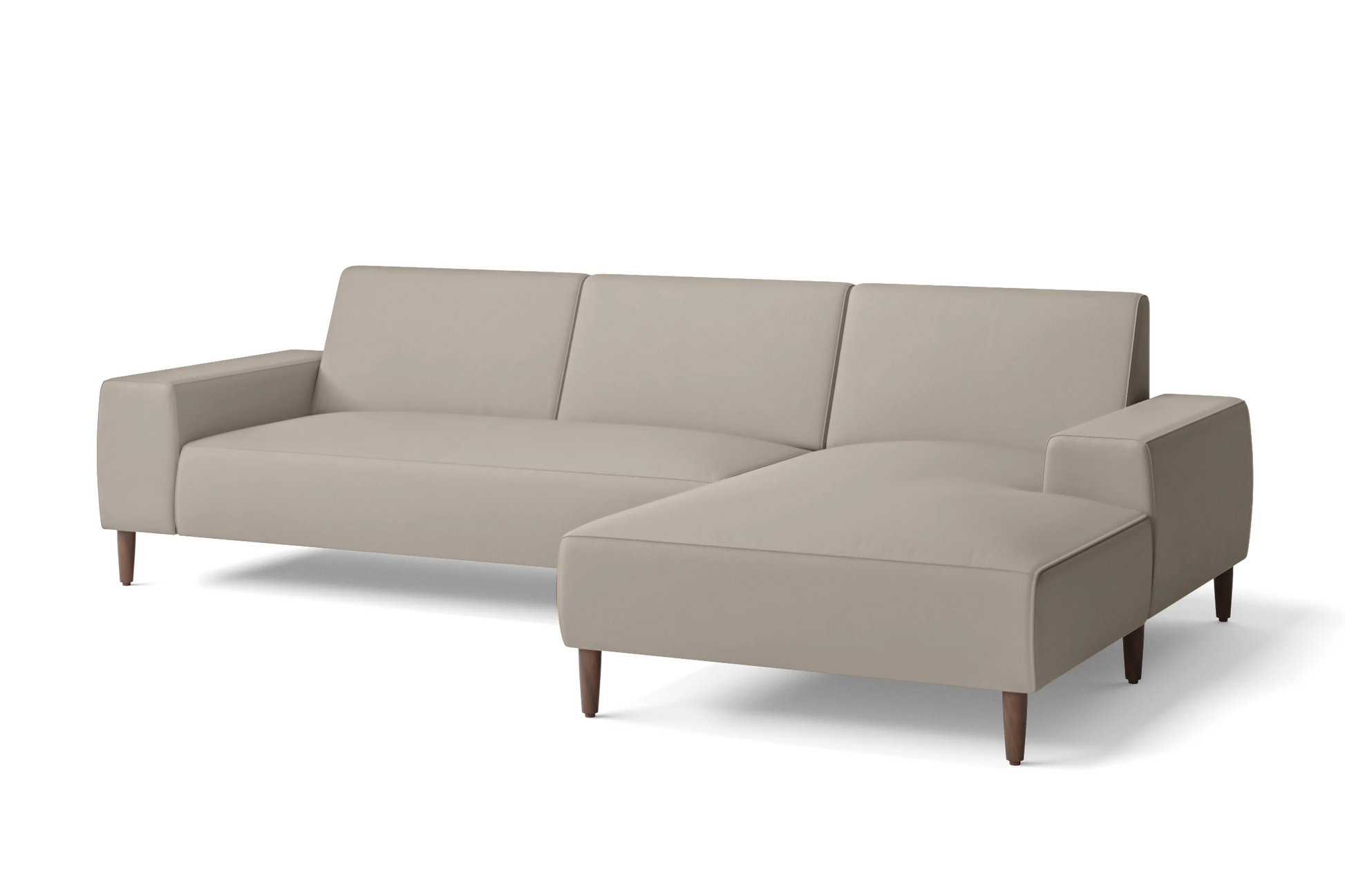 Treviso 3 Seater Right Hand Facing Chaise Lounge Corner Sofa Sand Leather