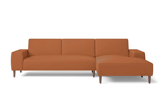 Treviso 3 Seater Right Hand Facing Chaise Lounge Corner Sofa Tan Brown Leather