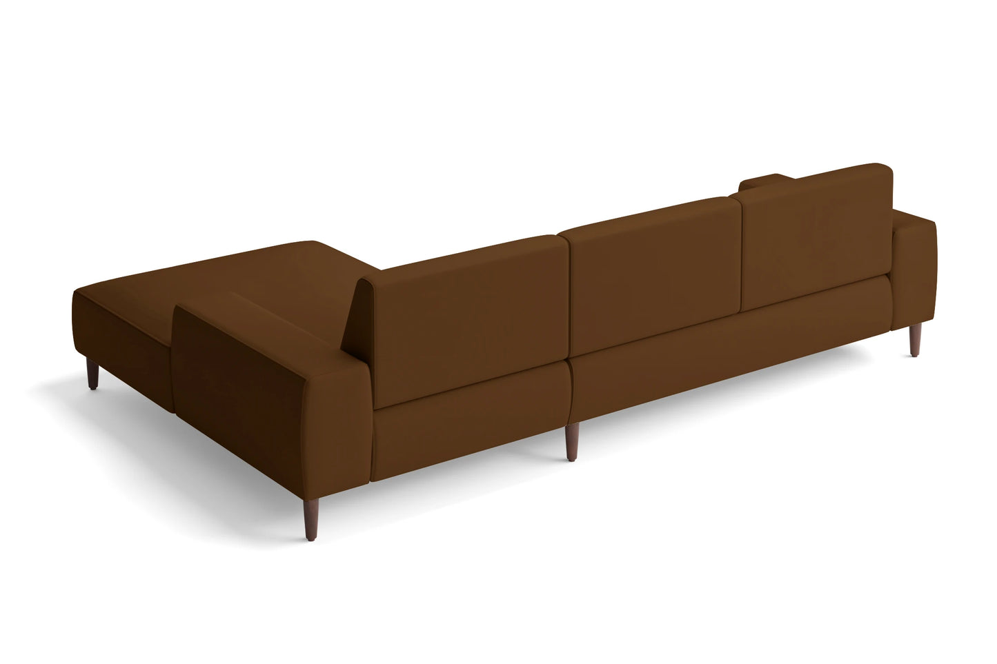 Treviso 3 Seater Right Hand Facing Chaise Lounge Corner Sofa Walnut Brown Leather