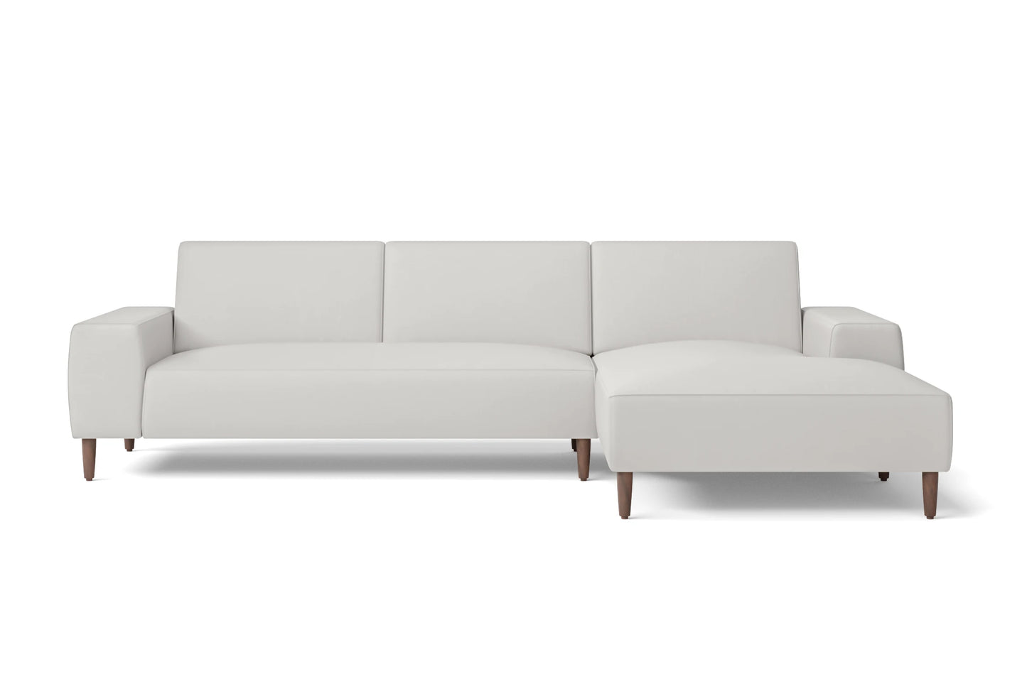 Treviso 3 Seater Right Hand Facing Chaise Lounge Corner Sofa White Leather