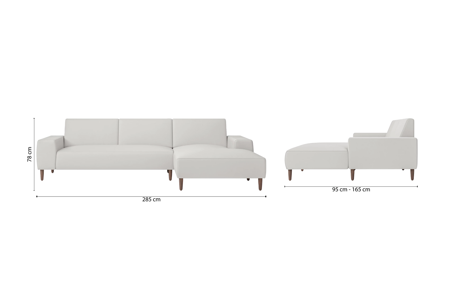 Treviso 3 Seater Right Hand Facing Chaise Lounge Corner Sofa White Leather