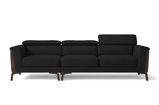 Turin 3 Seater Sofa Black Leather