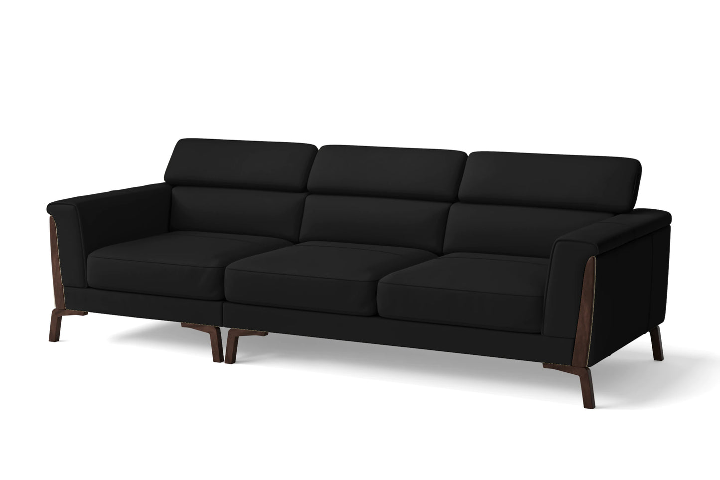 Turin 3 Seater Sofa Black Leather