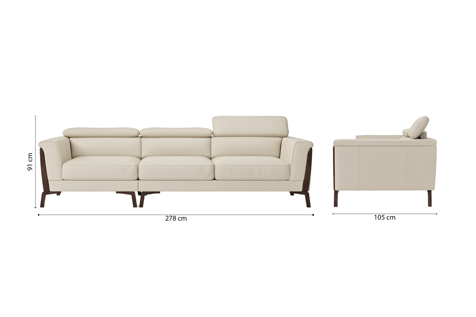 Turin 3 Seater Sofa Cream Leather