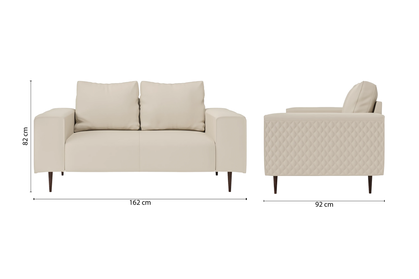 Udine 2 Seater Sofa Cream Leather