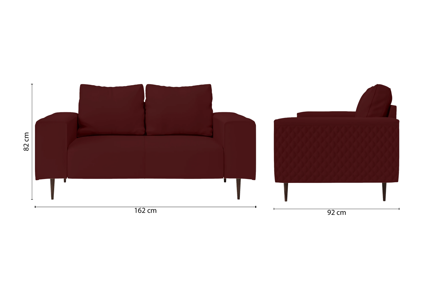 Udine 2 Seater Sofa Red Leather