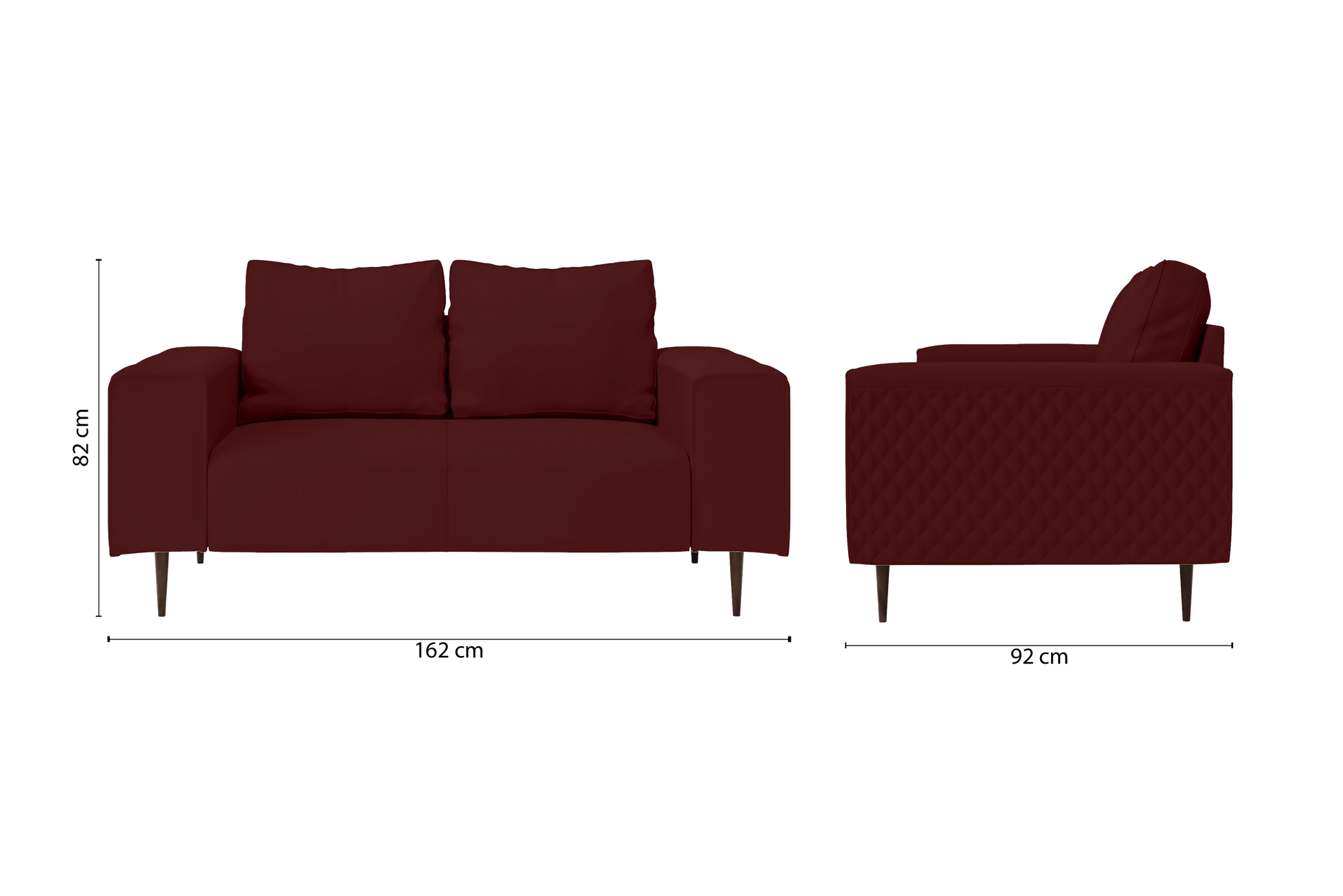 Udine 2 Seater Sofa Red Leather