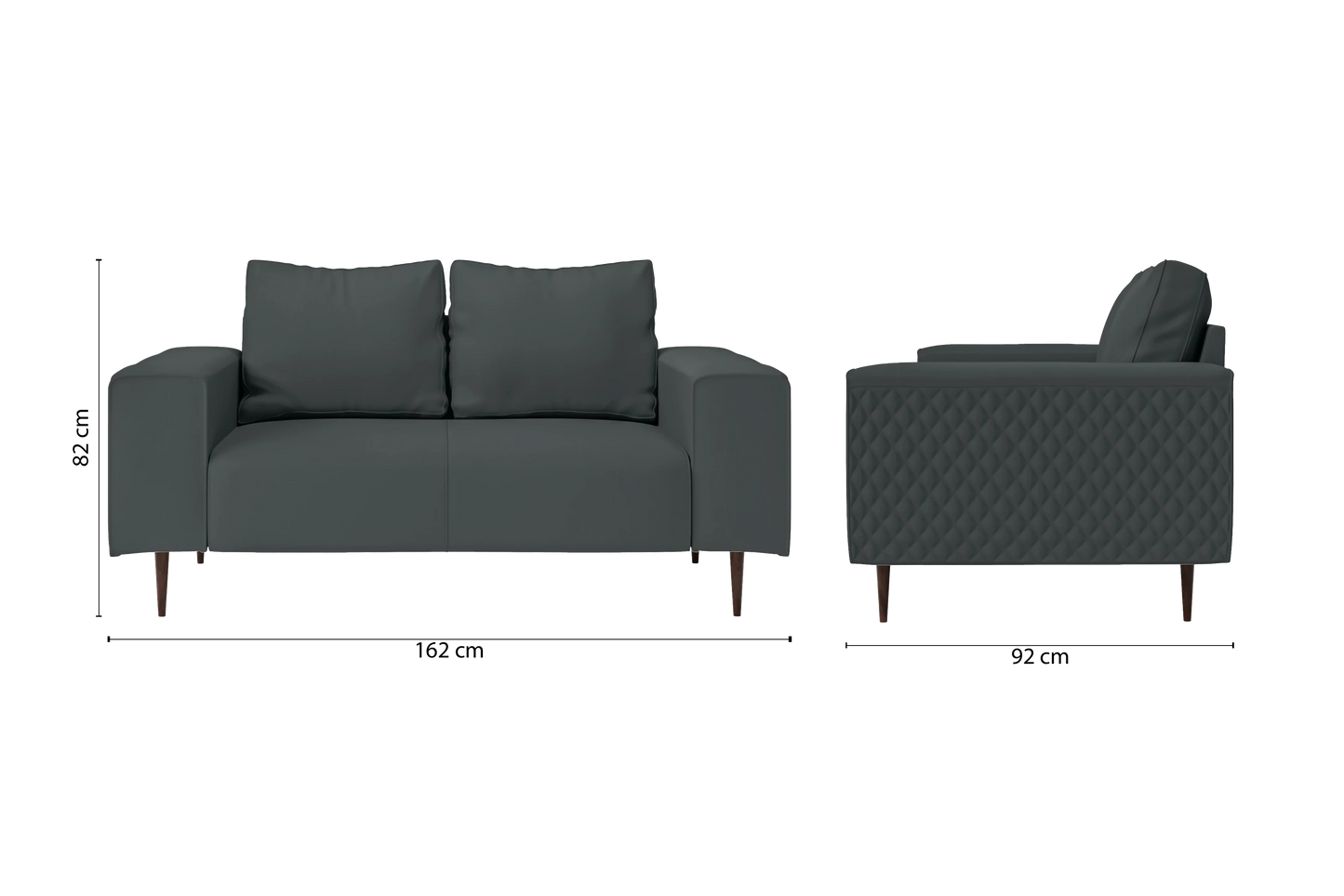 Udine 2 Seater Sofa Slate Leather